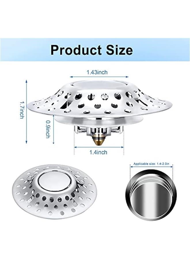 Universal Bathtub Stopper, for 1.4-2.0 Inch Basin Pop up Drain Cover Bathroom Sink Strainer, 2 in 1 Double Anti-Clogging Bath Tub Drain Plug with Hair Catcher