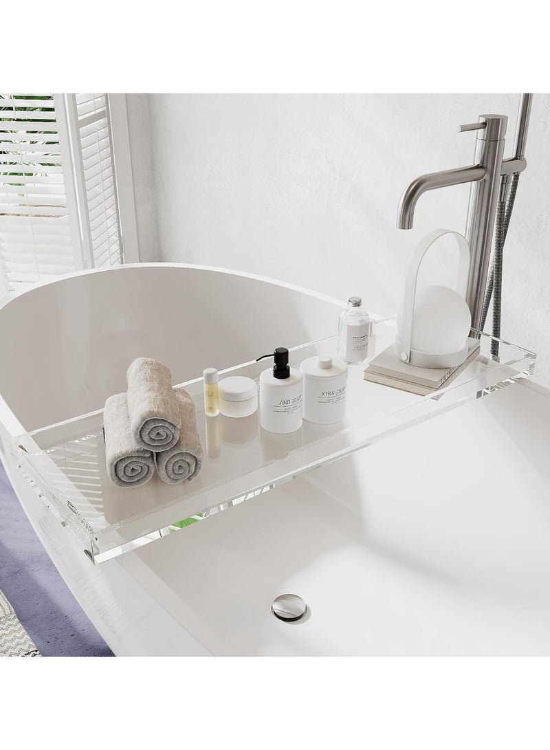 Bathtub Tray Clear Acrylic Bath Tub Tray Table, Bathtub Against Wall Anti-Slip Bathtub Caddy Tray, for Uxury Home Bathrooms Bathtub Caddy Bath Tub Table Caddy 29.9 * 7.87 * 1.18in