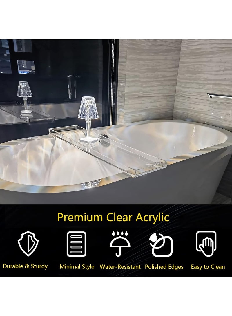 Bathtub Tray Clear Acrylic Bath Tub Tray Table, Bathtub Against Wall Anti-Slip Bathtub Caddy Tray, for Uxury Home Bathrooms Bathtub Caddy Bath Tub Table Caddy 29.9 * 7.87 * 1.18in