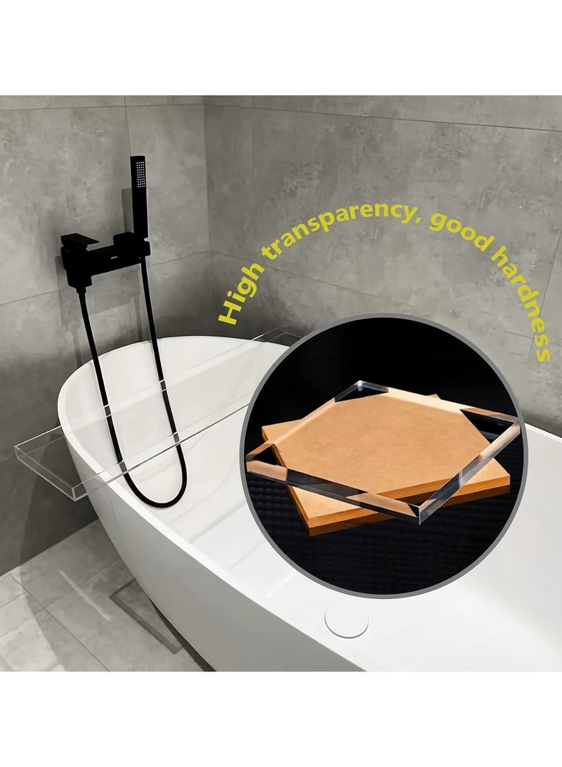 Bathtub Tray Clear Acrylic Bath Tub Tray Table, Bathtub Against Wall Anti-Slip Bathtub Caddy Tray, for Luxury Home Bathrooms Bathtub Caddy Bath Tub Table Caddy 32.3 * 7.87 * 1.18in