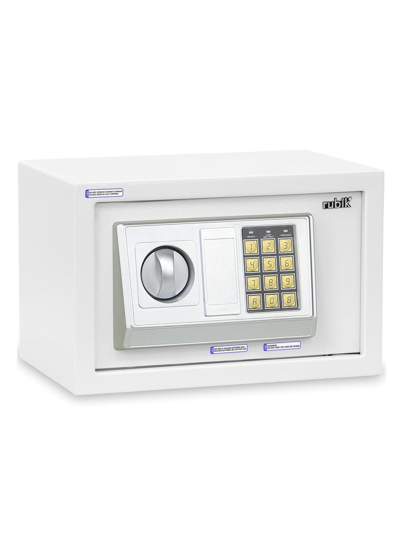 Safe Box with Digital Keypad and Key Lock for Money Cash Jewelry Office Home Office Security RB20EA (20x31x20cm) White