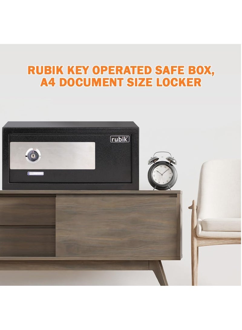 Wide Key Operated Safe Box, Manual Cabinet Safety Vault For Home Office RB20KW (Black, 20x43x35cm)