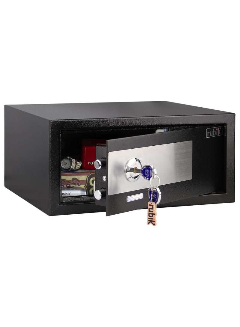 Wide Key Operated Safe Box, Manual Cabinet Safety Vault For Home Office RB20KW (Black, 20x43x35cm)