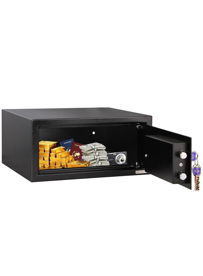 Wide Key Operated Safe Box, Manual Cabinet Safety Vault For Home Office RB20KW (Black, 20x43x35cm)