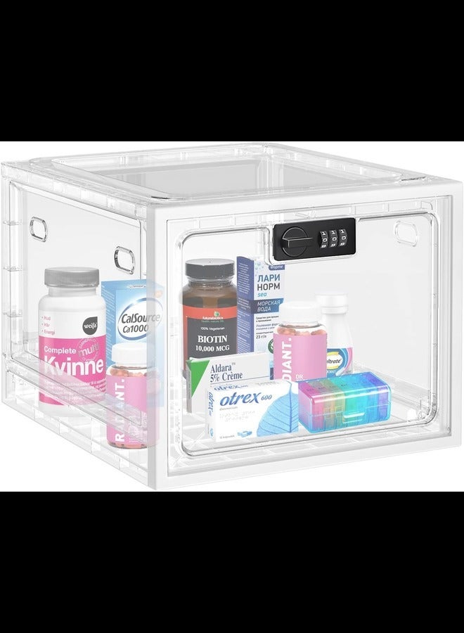 Lockable Medicine Box, Lockable Medicine Storage Box, Large Lock box for Medicine, Phone, Food and Home Safety Transparent