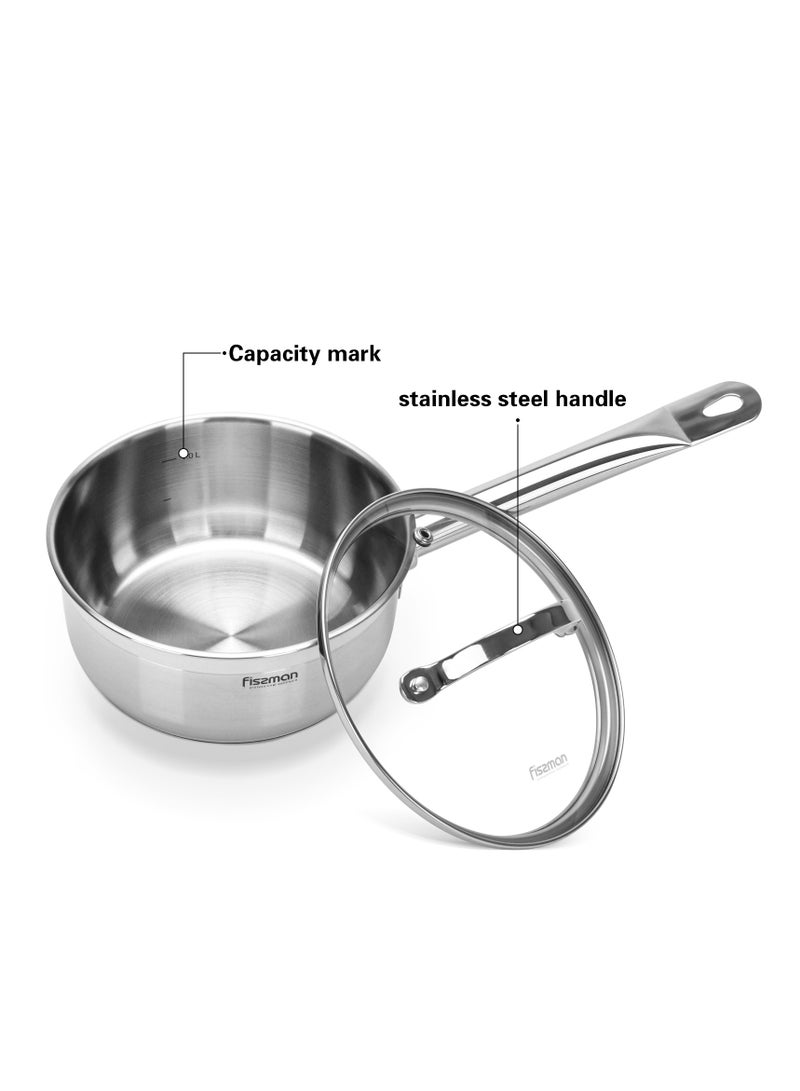 Saucepan 16cm/1.5LTR with Glass Lid Luminosa Series Stainless Steel