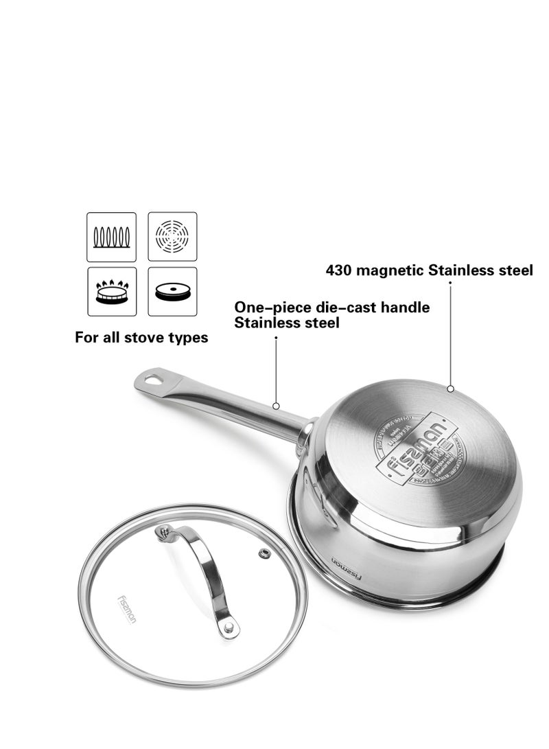 Saucepan 16cm/1.5LTR with Glass Lid Luminosa Series Stainless Steel