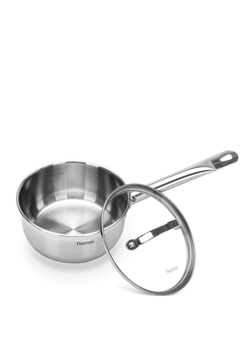 Saucepan 16cm/1.5LTR with Glass Lid Luminosa Series Stainless Steel