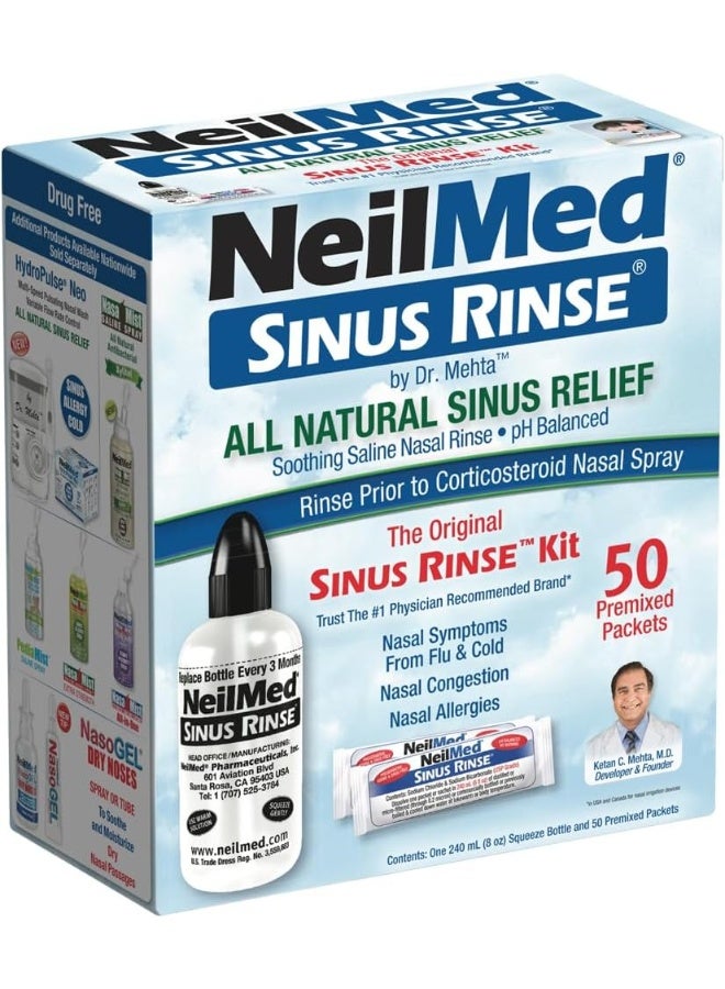 NeilMed Sinus Rinse - A Complete Sinus Nasal Rinse Kit, 50 count (Pack of 1)