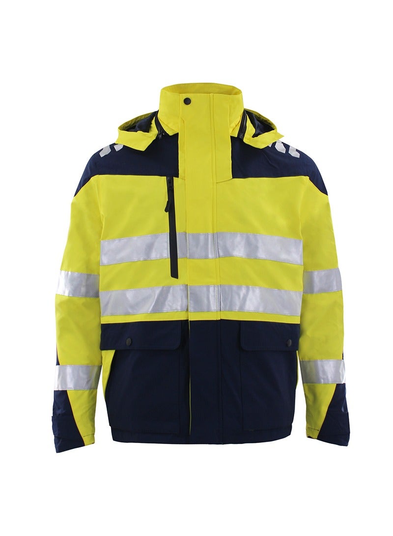 High Visibility Safety Jacket Waterproof and Windproof Reflective Hi Vis Detachable Yellow