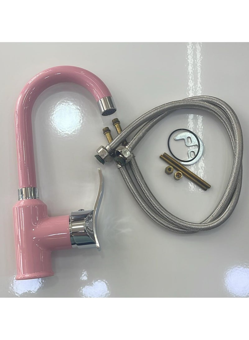 Turkish single handle kitchen mixer pink color clr-01