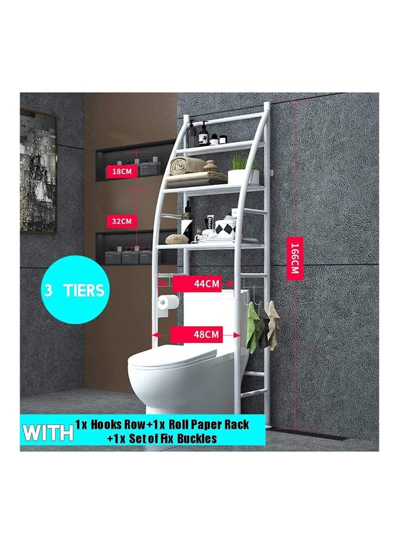 3 Layers Metal Shelf Over Toilet Space Saving Storage Rack For Bathroom Metal Toilet Cabinet Shelving Kitchen Bathroom Space Saver Shelf Organizer