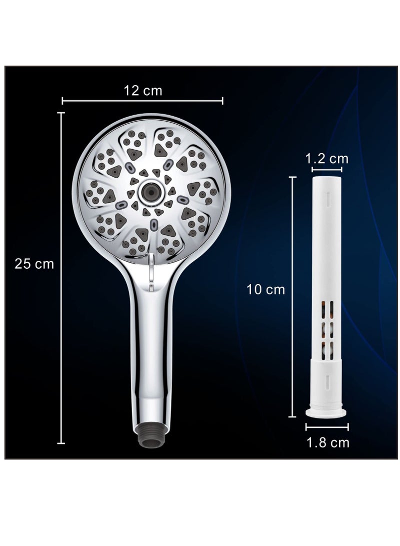 Handheld Shower Head with Filter, High Pressure Shower Head with Filter for Hard Water, Voolan 9 Spray Modes Detachable Shower Head with Upgraded Filter Water Softener, Energy Class A+++