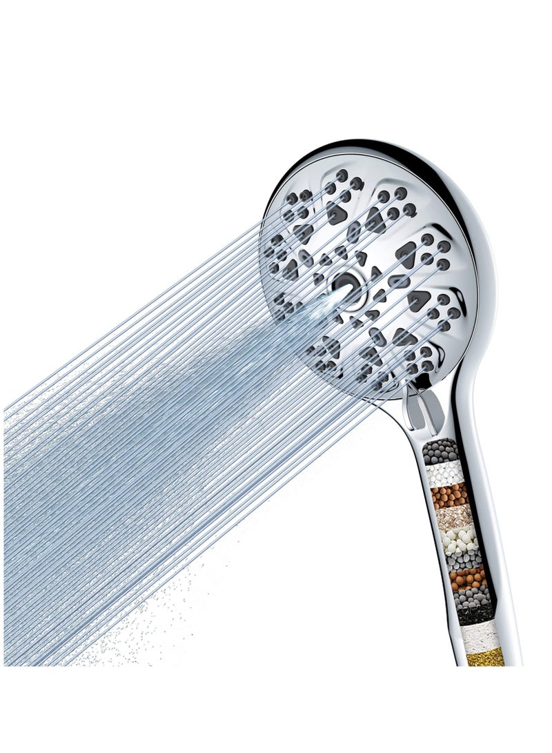 Handheld Shower Head with Filter, High Pressure Shower Head with Filter for Hard Water, Voolan 9 Spray Modes Detachable Shower Head with Upgraded Filter Water Softener, Energy Class A+++