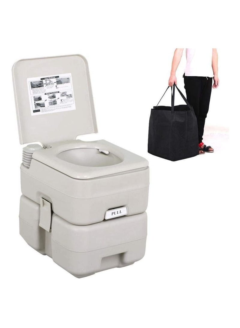 Portable Toilet Flush camping 5 Gallon 20 L Travel Camping Hiking Outdoor Indoor Porta Potty, Grey