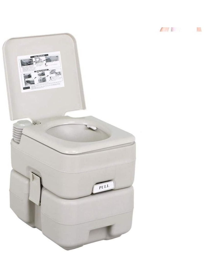 Portable Toilet Flush camping 5 Gallon 20 L Travel Camping Hiking Outdoor Indoor Porta Potty, Grey