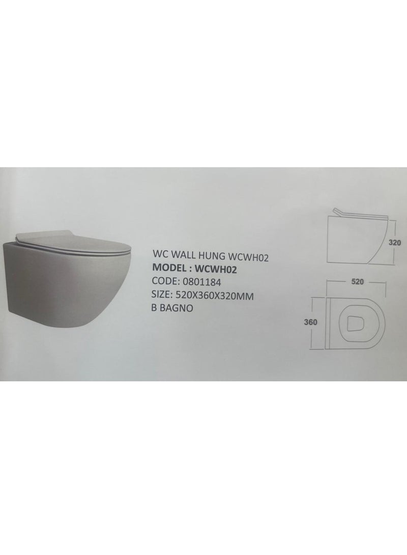 Italian wall-hung toilet, brand B Bagno, WCWH02, white colour