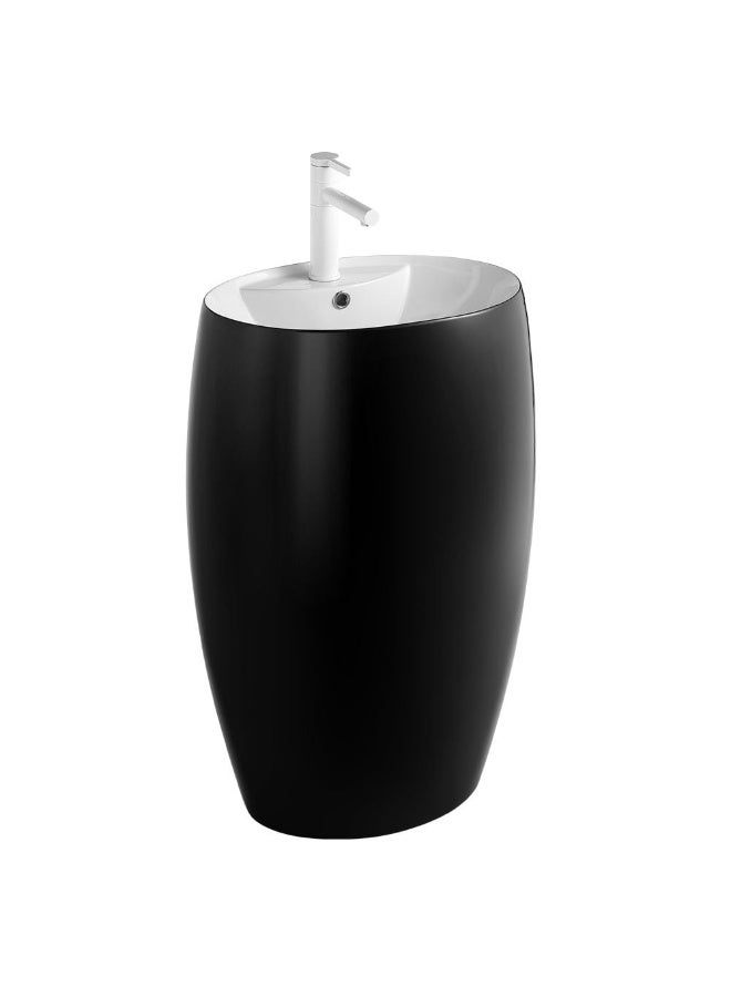 Milano Ceramic Basin Wash Basin Sink For Bathroom Commercial Lavatories 447 Gloss Black/White