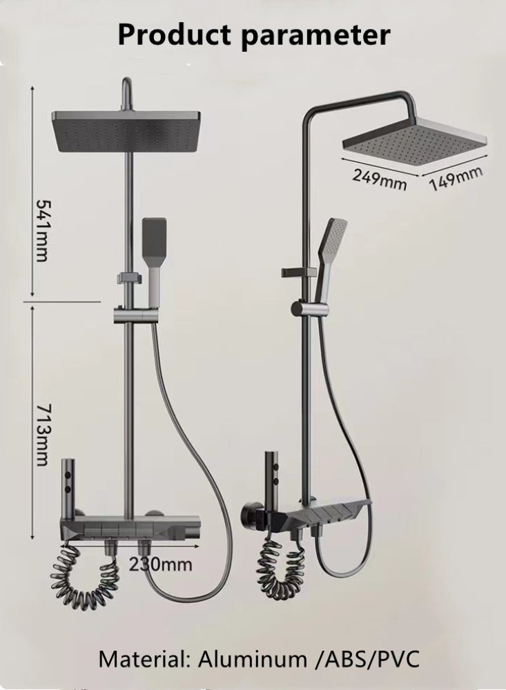 1-Set Shower System Bathroom Shower Faucet Swivel Rainfall Shower Head with Handheld Adjustable Complete Set Tub Spout Wall Mount Tap Set