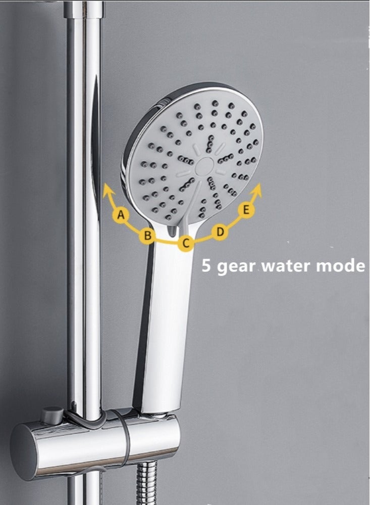 1-Set Stainless Steel Shower Holder Set 3 Settings Adjustment Rainfall Shower Head Handheld Shower Combo Height Adjustable Silver