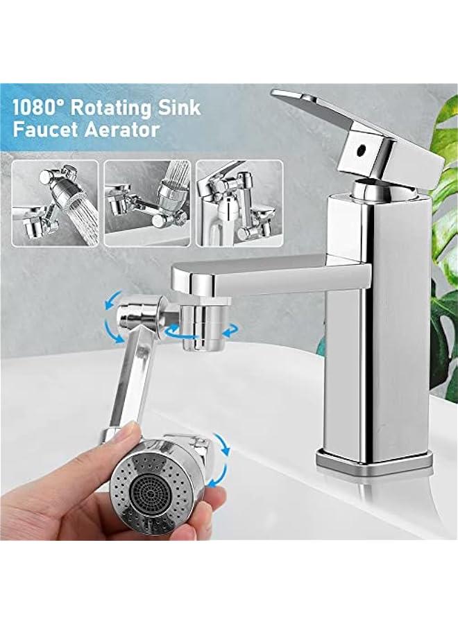 1080° Rotating Faucet Extender Aerator, Universal Splash Filter Faucet with 2 Water Outlet Modes, Big Angle Rotating Splash Filter Faucet Aerator for Kitchen Bath Faucet Parts Replacement