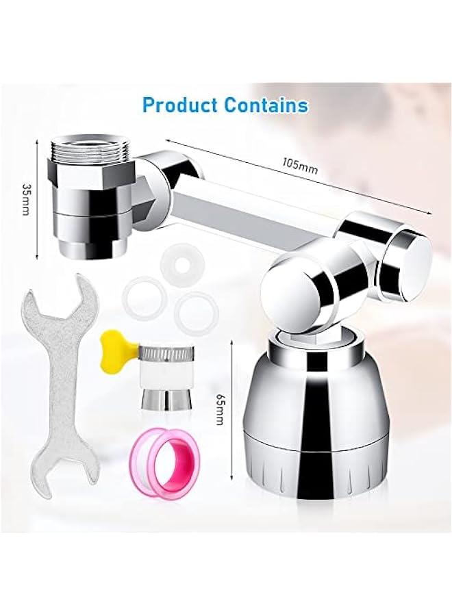 1080° Rotating Faucet Extender Aerator, Universal Splash Filter Faucet with 2 Water Outlet Modes, Big Angle Rotating Splash Filter Faucet Aerator for Kitchen Bath Faucet Parts Replacement