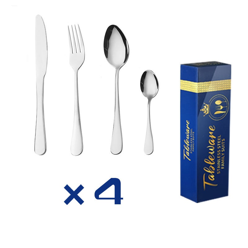 24-Piece Stainless Steel Flatware Set GoldSilver 16-piece set (Blue simple box) Silver 16-piece set (Blue simple box)