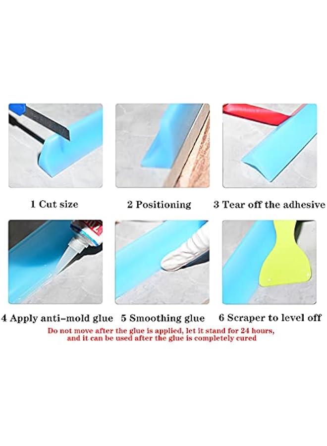 Bathroom Kitchen Self-Adhesive Ailicone Shower Water Barrier Threshold Water Dam Retention System Floor Water Stopper Strip for Wet and Dry Separation,Transparent,100cm(39in)