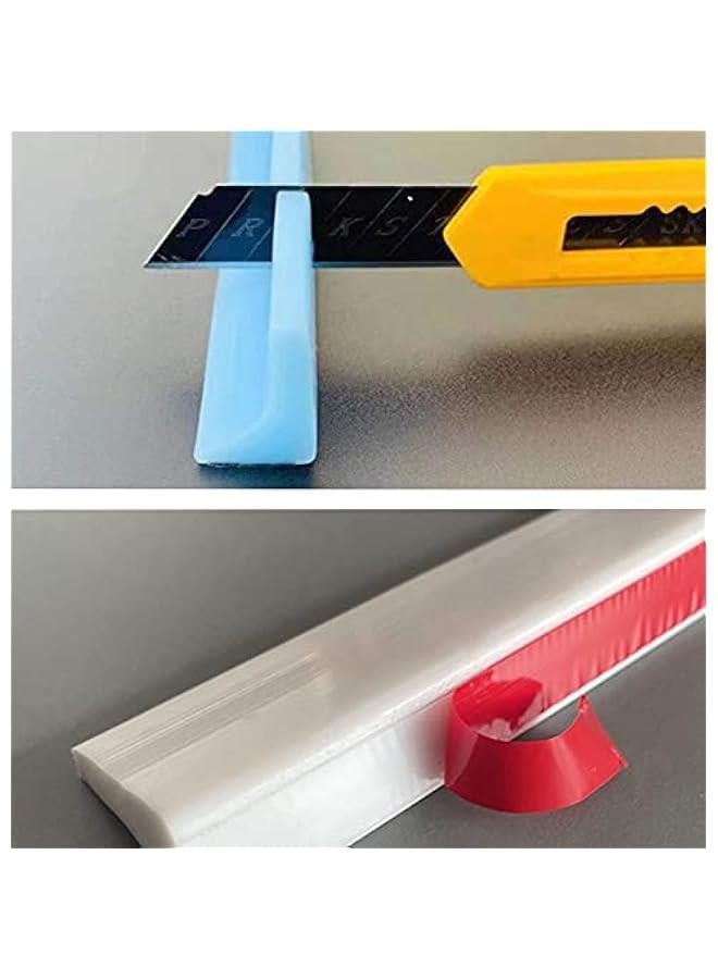 Bathroom Kitchen Self-Adhesive Ailicone Shower Water Barrier Threshold Water Dam Retention System Floor Water Stopper Strip for Wet and Dry Separation,Transparent,100cm(39in)