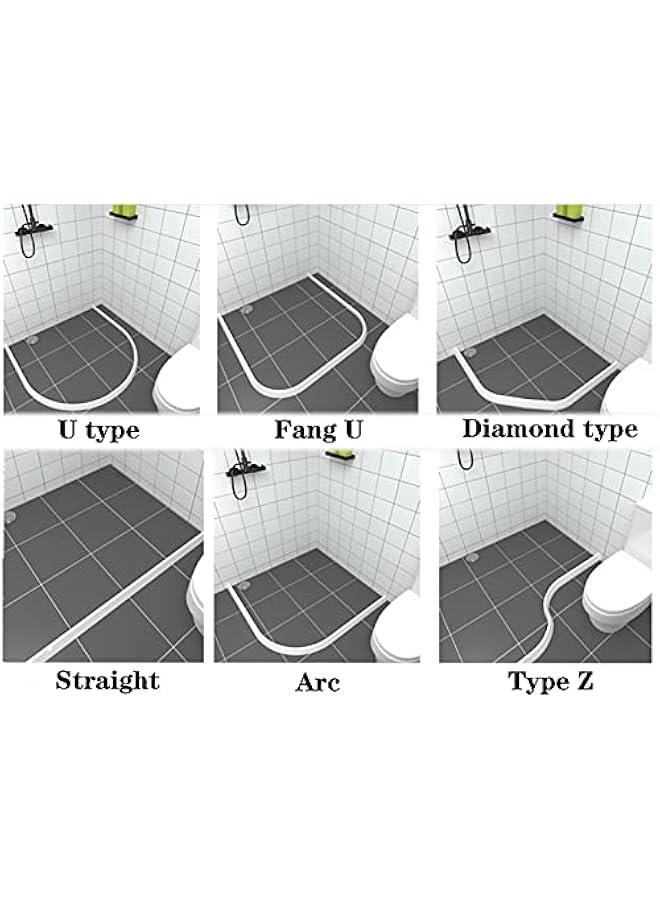 Bathroom Kitchen Self-Adhesive Ailicone Shower Water Barrier Threshold Water Dam Retention System Floor Water Stopper Strip for Wet and Dry Separation,Transparent,100cm(39in)