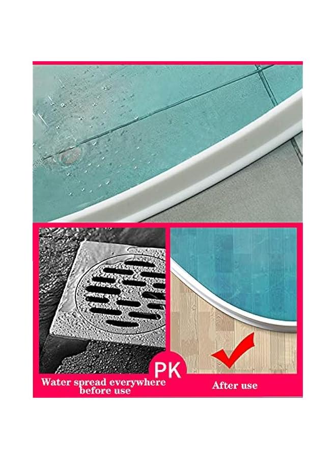 Bathroom Kitchen Self-Adhesive Ailicone Shower Water Barrier Threshold Water Dam Retention System Floor Water Stopper Strip for Wet and Dry Separation,Transparent,100cm(39in)