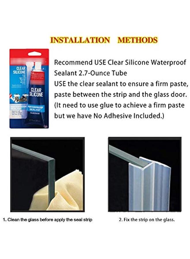 Frameless Glass Door Seal Sweep,Shower Door Seal Strip, 98inch Weather Stripping for Door Windows to Stop Shower Leaks, Flexible with Durable Weatherproof Silicone for 3/8 Glass (h Shape)