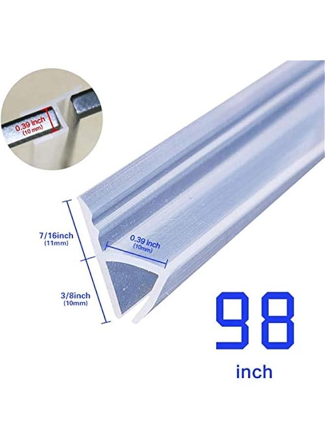 Frameless Glass Door Seal Sweep,Shower Door Seal Strip, 98inch Weather Stripping for Door Windows to Stop Shower Leaks, Flexible with Durable Weatherproof Silicone for 3/8 Glass (h Shape)