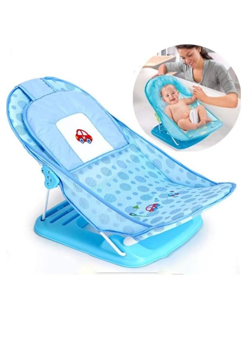 Baby Shower Chair, Foldable Newborn Breathable Shower Mat, Baby Shower Frame with Mesh Pocket, Bath Net Suitable for Bathtub