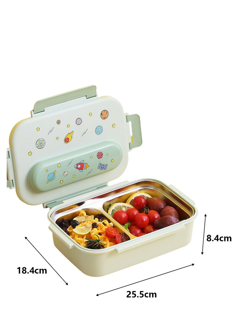 316 Stainless Steel Insulated Lunch Box Student Cute Compartment Lunch Box Office Worker Portable Lunch Box (Two Compartment Lunch Box Light Green)