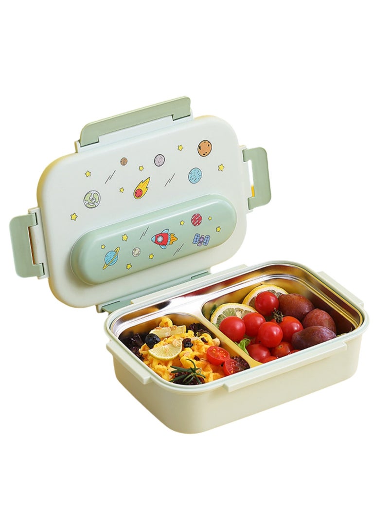 316 Stainless Steel Insulated Lunch Box Student Cute Compartment Lunch Box Office Worker Portable Lunch Box (Two Compartment Lunch Box Light Green)