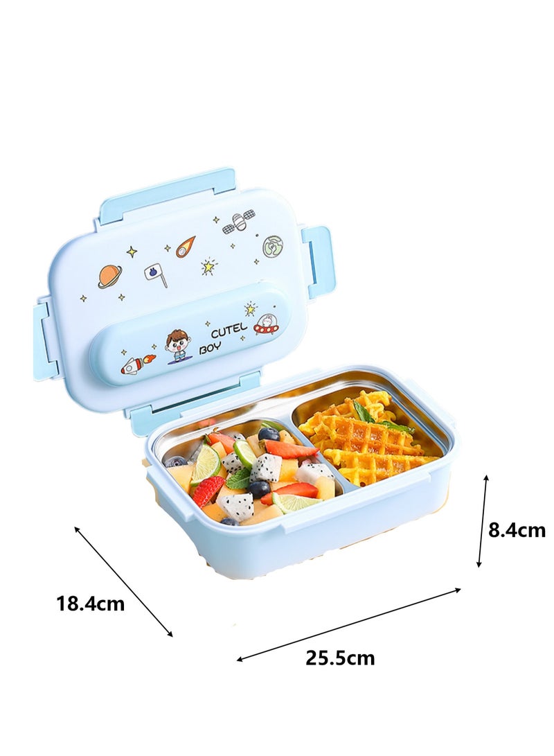 316 Stainless Steel Insulated Lunch Box Student Cute Compartment Lunch Box Office Worker Portable Lunch Box (Two Compartments Blue)