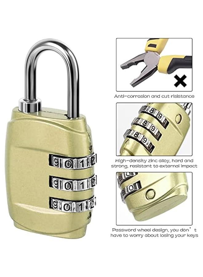 6 PCS Luggage Locks, 3 Digit Combination Lock Suitcase Code Lock Mini Padlock for Luggage Suit Case Travel Bag Gym Locker (6 Colors)