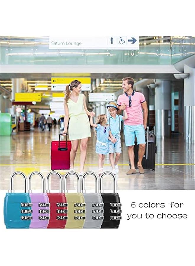 6 PCS Luggage Locks, 3 Digit Combination Lock Suitcase Code Lock Mini Padlock for Luggage Suit Case Travel Bag Gym Locker (6 Colors)