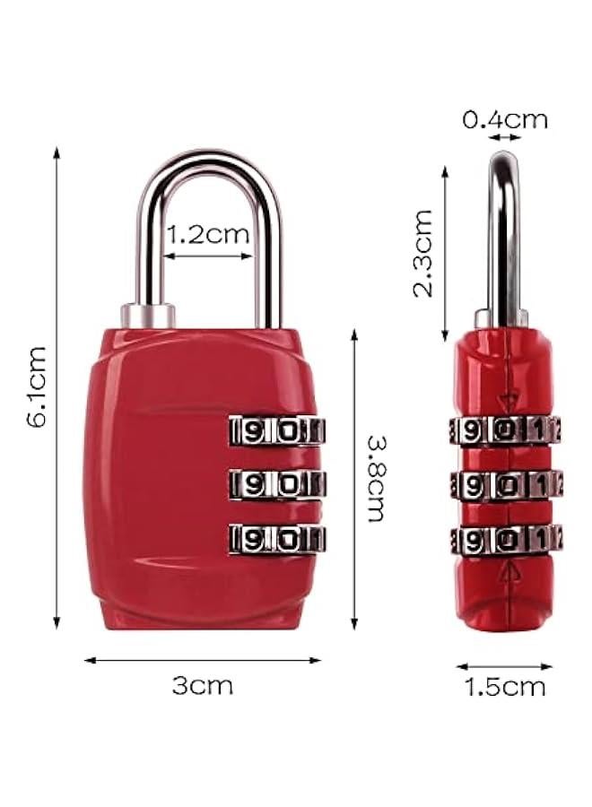 6 PCS Luggage Locks, 3 Digit Combination Lock Suitcase Code Lock Mini Padlock for Luggage Suit Case Travel Bag Gym Locker (6 Colors)