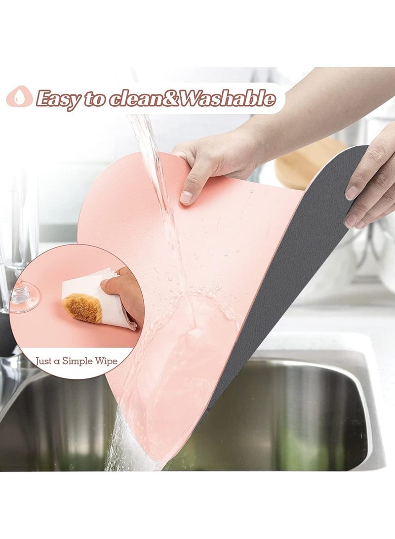 Leather Placemats Set of 4 Round Faux Leather Non-Slip Place Mats Wipeable Washable Placemats Heat Resist Placemats