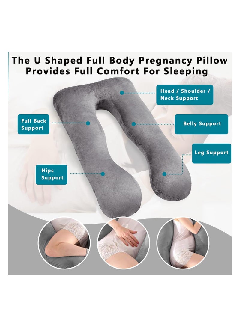 U Shaped Pregnancy Pillow, Maternity Full Body Pillow for Back, Legs and Belly Support