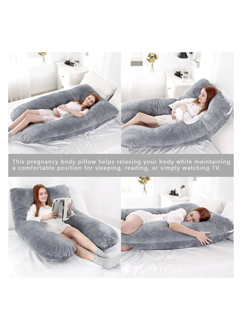 U Shaped Pregnancy Pillow, Maternity Full Body Pillow for Back, Legs and Belly Support