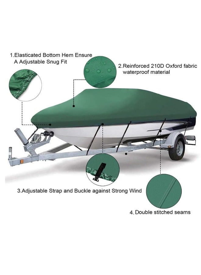 Waterproof Trailerable Runabout Boat Cover Fit V-Hull Tri-Hull Fishing Ski Pro-Style Bass Boats Waterproof Boat Cover Durable Heavy Duty Polyester Trailerable Boat Cover for V-Hull Runabouts Outboards and I/O Bass Boats Black