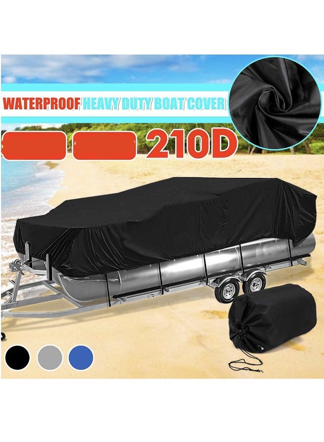 Waterproof Trailerable Runabout Boat Cover Fit V-Hull Tri-Hull Fishing Ski Pro-Style Bass Boats Waterproof Boat Cover Durable Heavy Duty Polyester Trailerable Boat Cover for V-Hull Runabouts Outboards and I/O Bass Boats Black