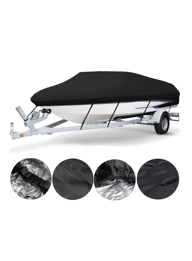 Waterproof Trailerable Runabout Boat Cover Fit V-Hull Tri-Hull Fishing Ski Pro-Style Bass Boats Waterproof Boat Cover Durable Heavy Duty Polyester Trailerable Boat Cover for V-Hull Runabouts Outboards and I/O Bass Boats Black