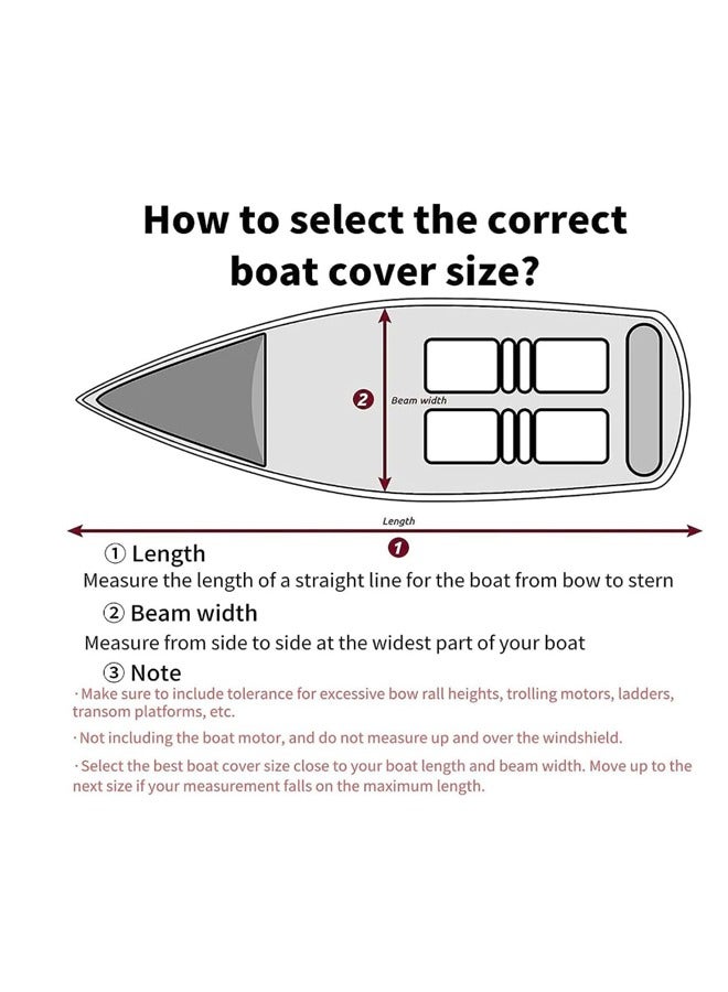 Waterproof Trailerable Runabout Boat Cover Fit V-Hull Tri-Hull Fishing Ski Pro-Style Bass Boats Waterproof Boat Cover Durable Heavy Duty Polyester Trailerable Boat Cover for V-Hull Runabouts Outboards and I/O Bass Boats Black