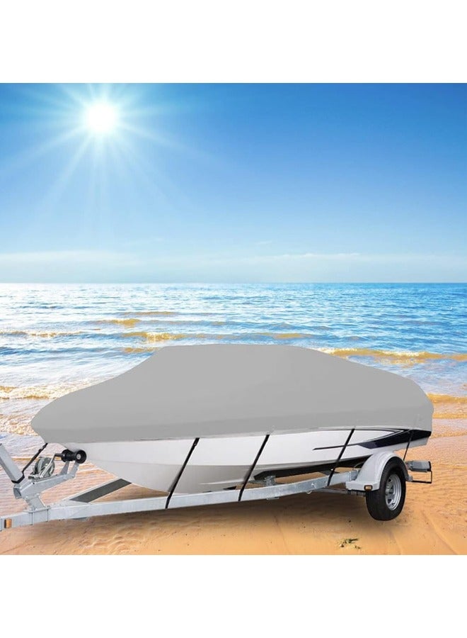 Waterproof Trailerable Runabout Boat Cover Fit V-Hull Tri-Hull Fishing Ski Pro-Style Bass Boats Waterproof Boat Cover Durable Heavy Duty Polyester Trailerable Boat Cover for V-Hull Runabouts Outboards and I/O Bass Boats Black