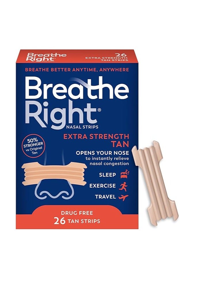 Nasal Strips Extra Tan, 26 Strips