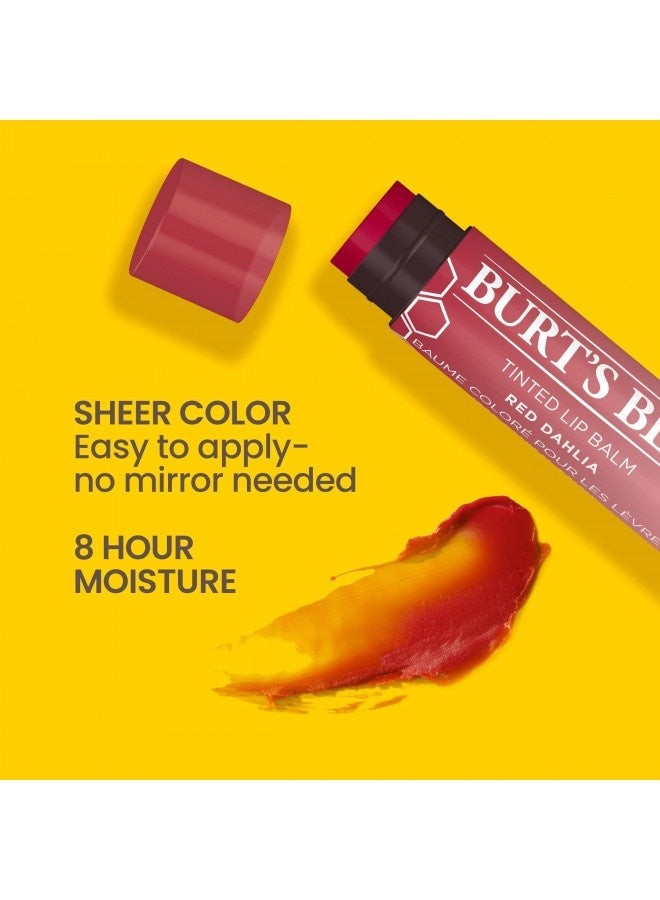 Burt'S Bees Lip Balm, Tinted Moisturizing Lip Care For Women, 100% Natural, With Shea Butter, Red Dahlia (2 Pack)